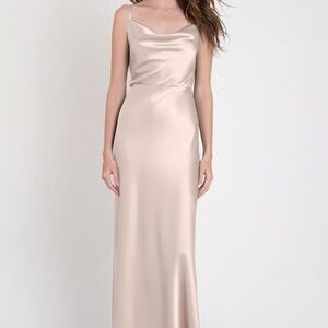 Jenny Yoo Sylvie Satin Evening Gown / Bridesmaid Dress in Prosecco